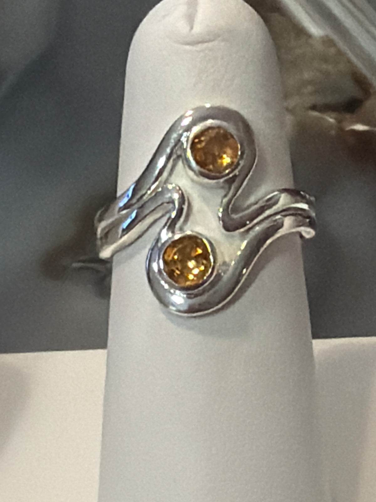 Citrine Double Swirl Sterling Silver Ring