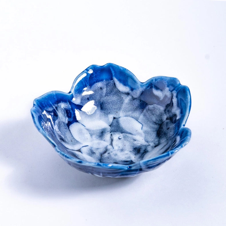 Sakura-Shaped Small Dish - Soft Royal Blue & Light Blue