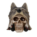Grey Wolf Warrior Skull Figurine