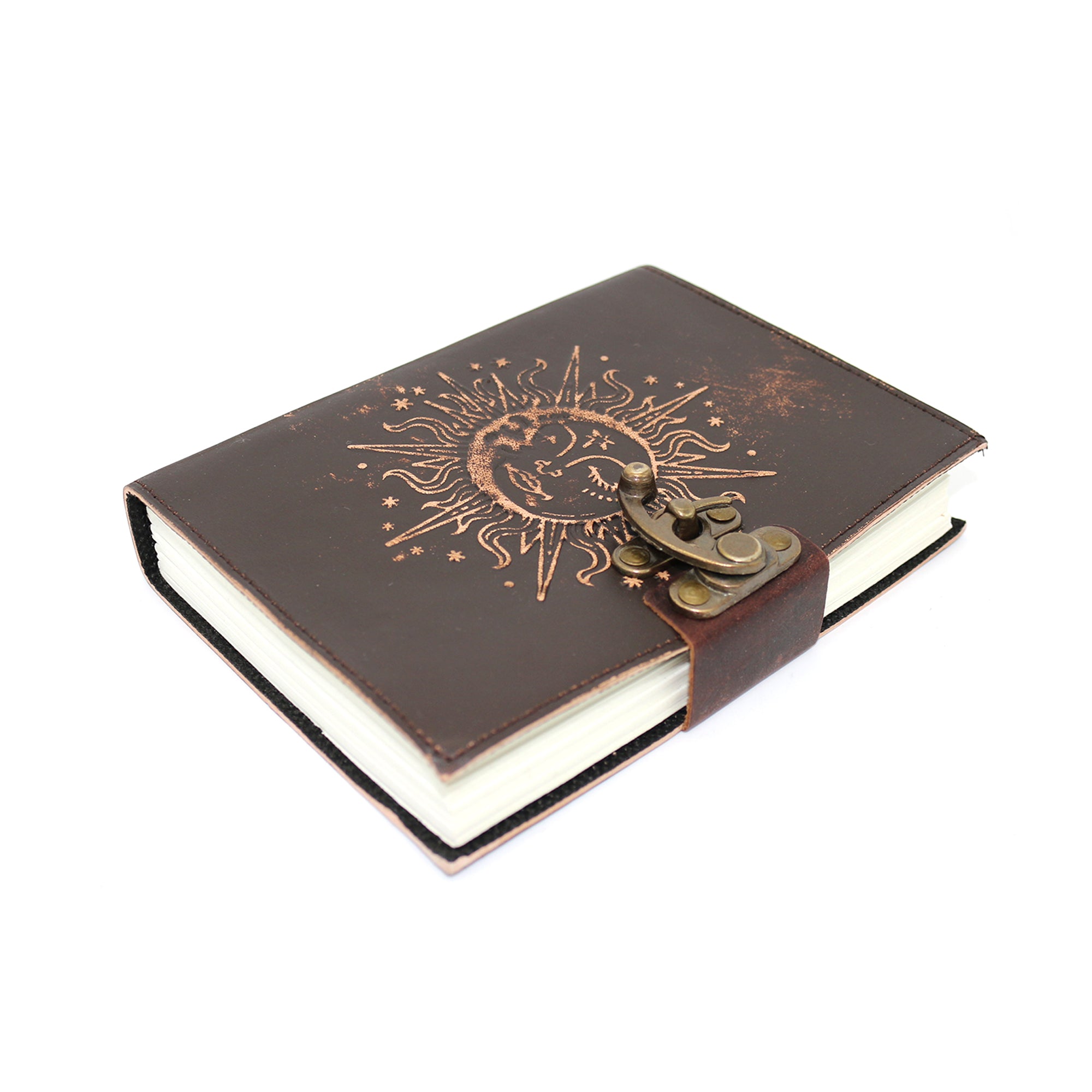 Sun & Moon Embossed Blank Leather Journal