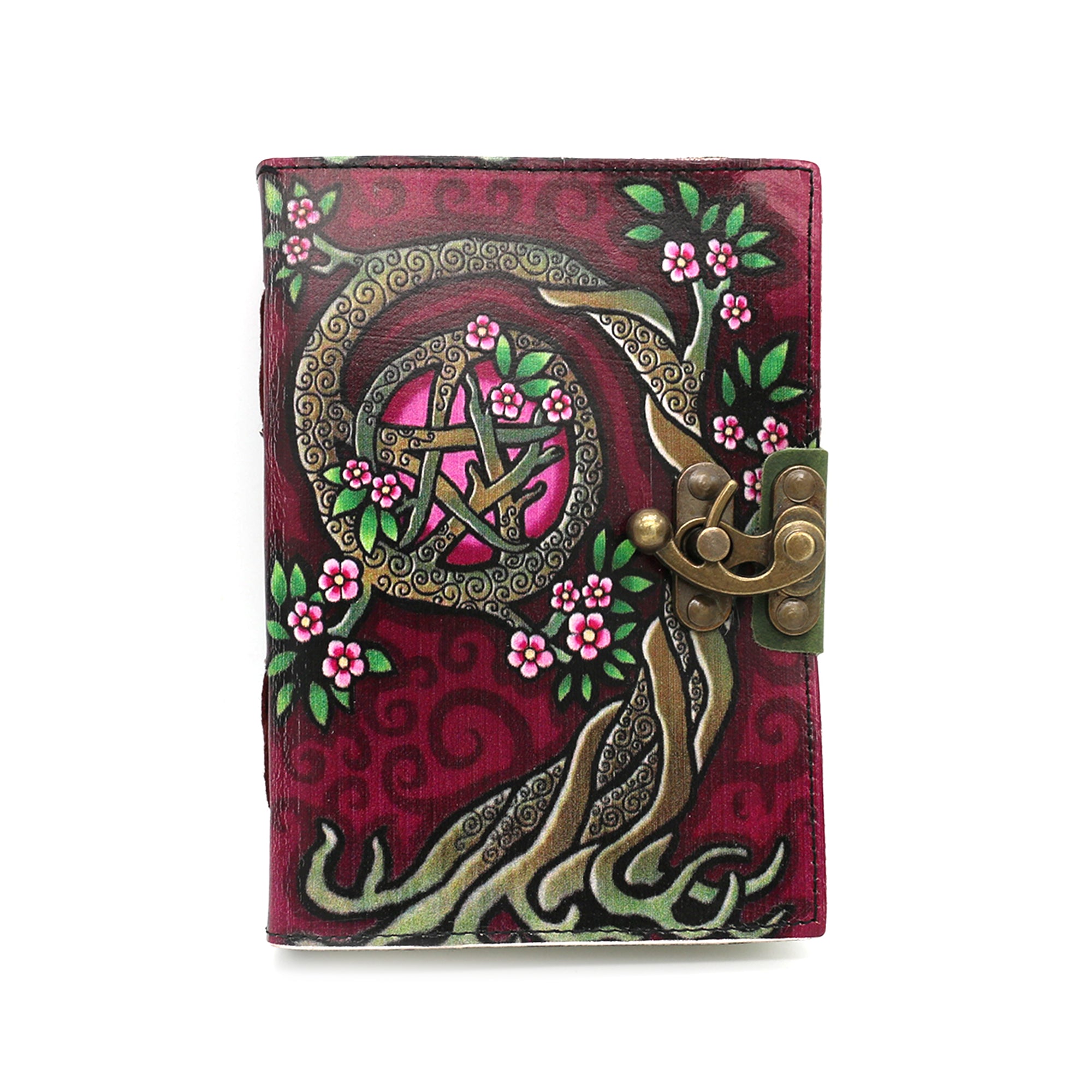 Pink Pentacle Embossed  Blank Leather Journal