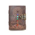 7 Chakras w/Stones Embossed  Blank Leather Journal