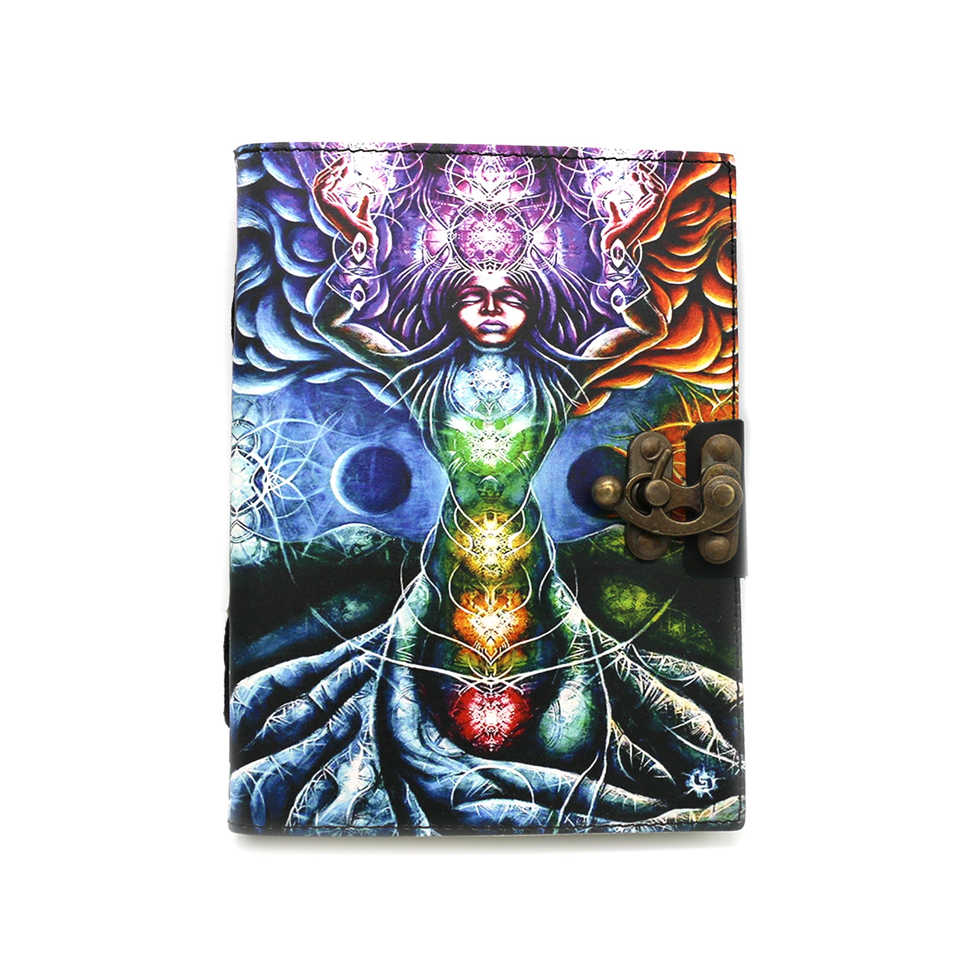 7 Chakra Tree Embossed Blank Leather Journal