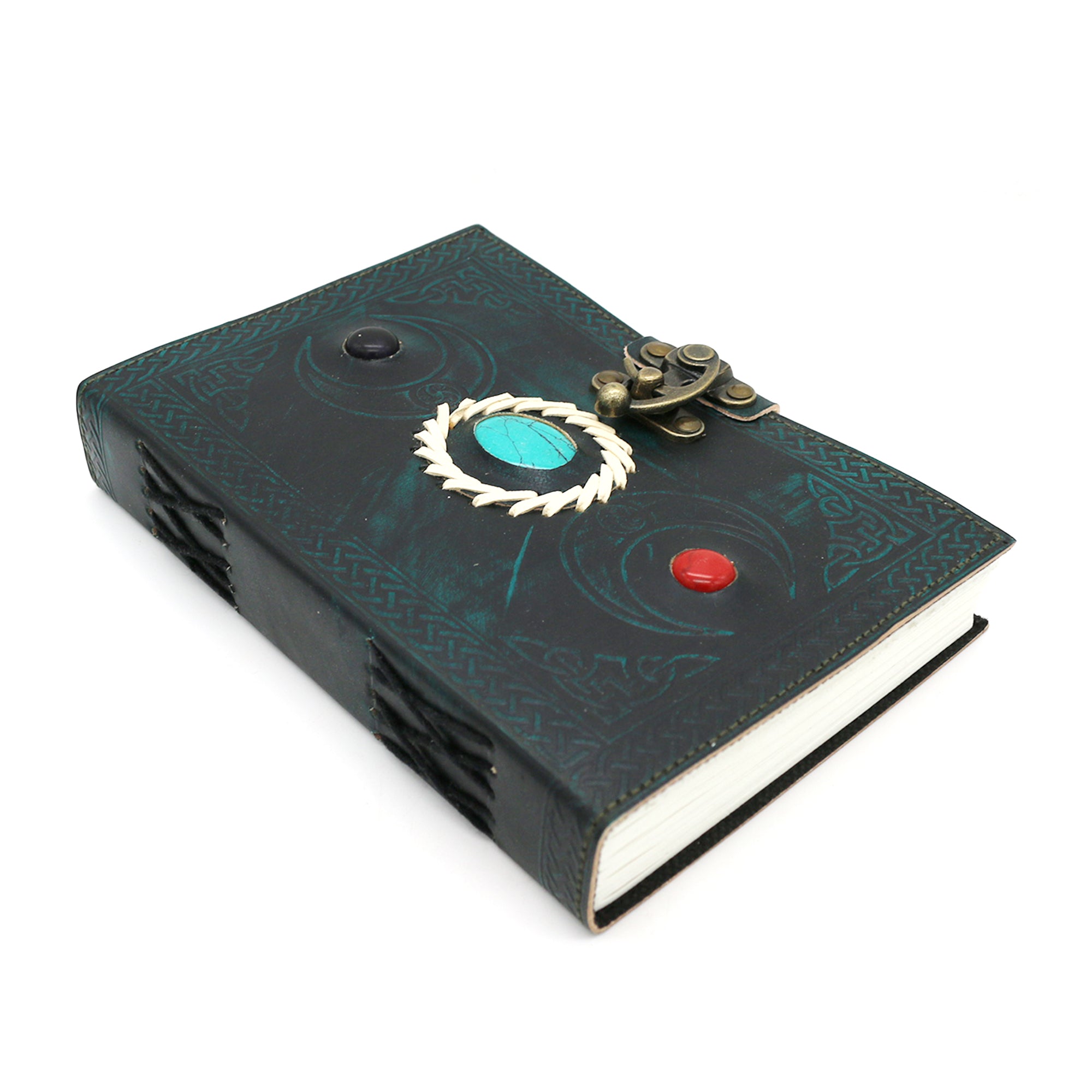 Triple Moon Embossed Blank Leather Journal