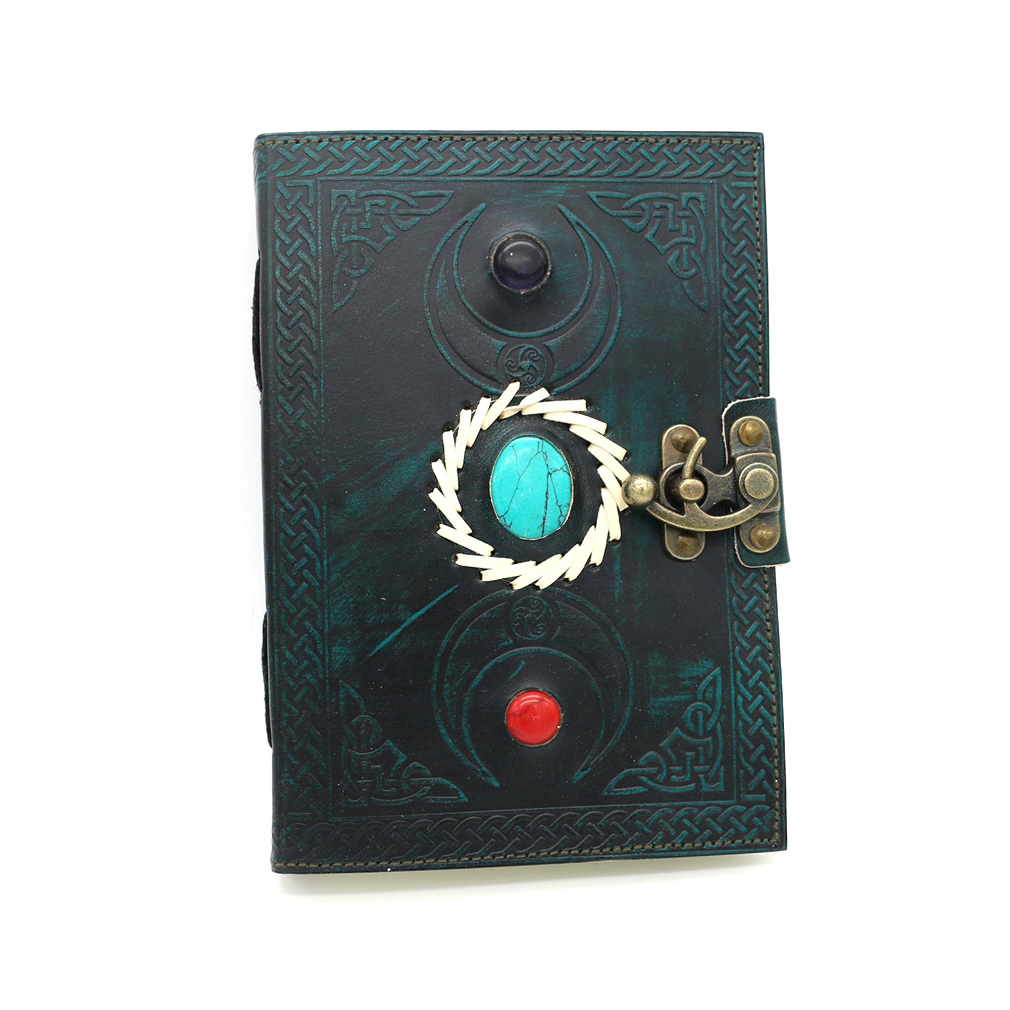 Triple Moon Embossed Blank Leather Journal