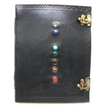Black 7 Chakra Goddess Embossed Blank Leather Journal