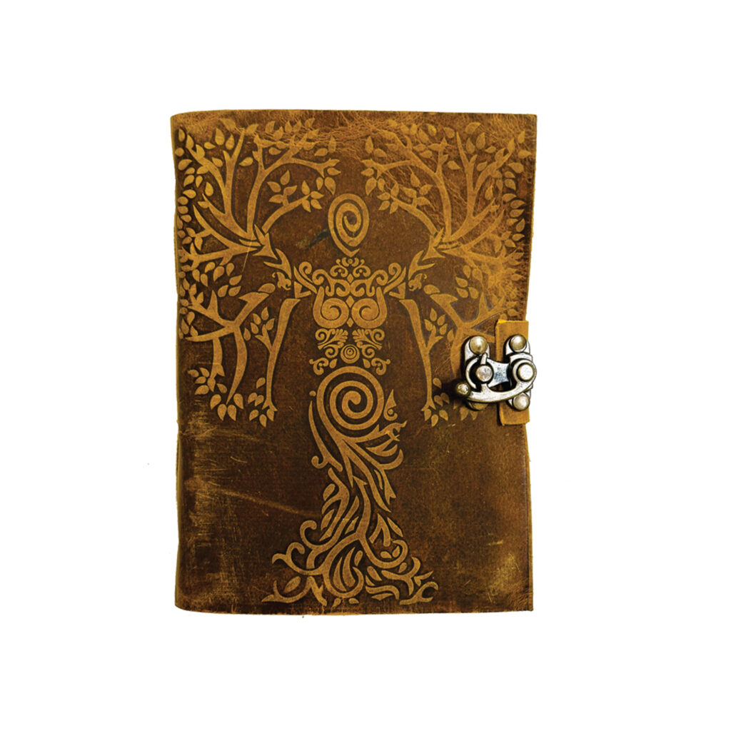 Brown Goddess Embossed Tree of Life Blank Leather Journal