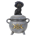 Black Cat Witch Hat Cauldron Trinket Box