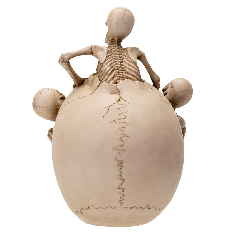 Skull with 3 Climbing Skeletons Statue