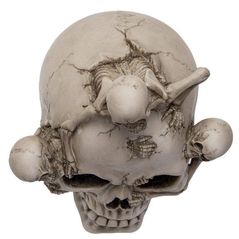 Skull with 3 Climbing Skeletons Statue