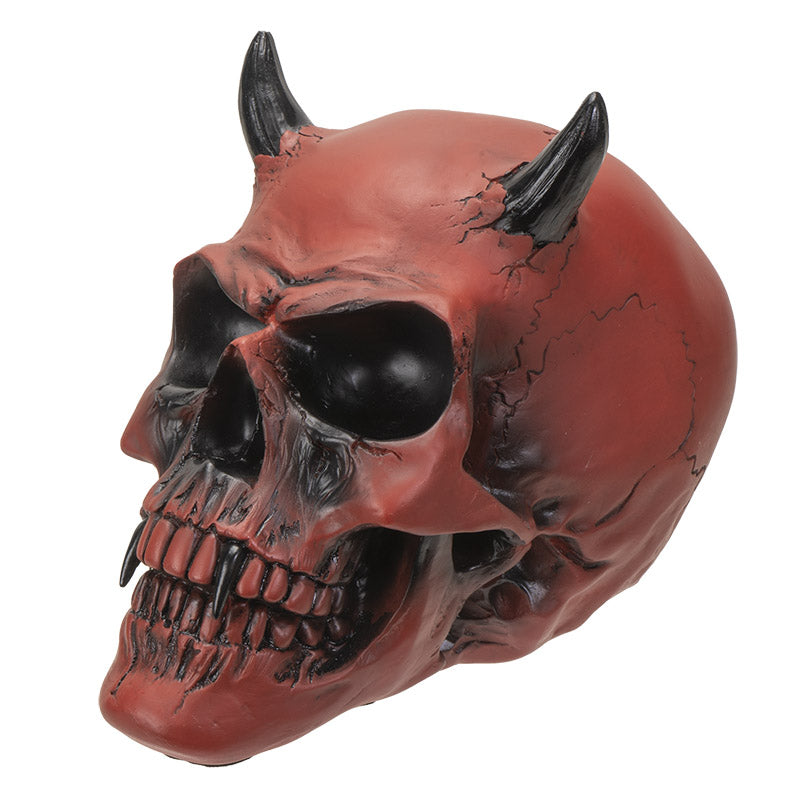 Crimson Demon Skull Figurine