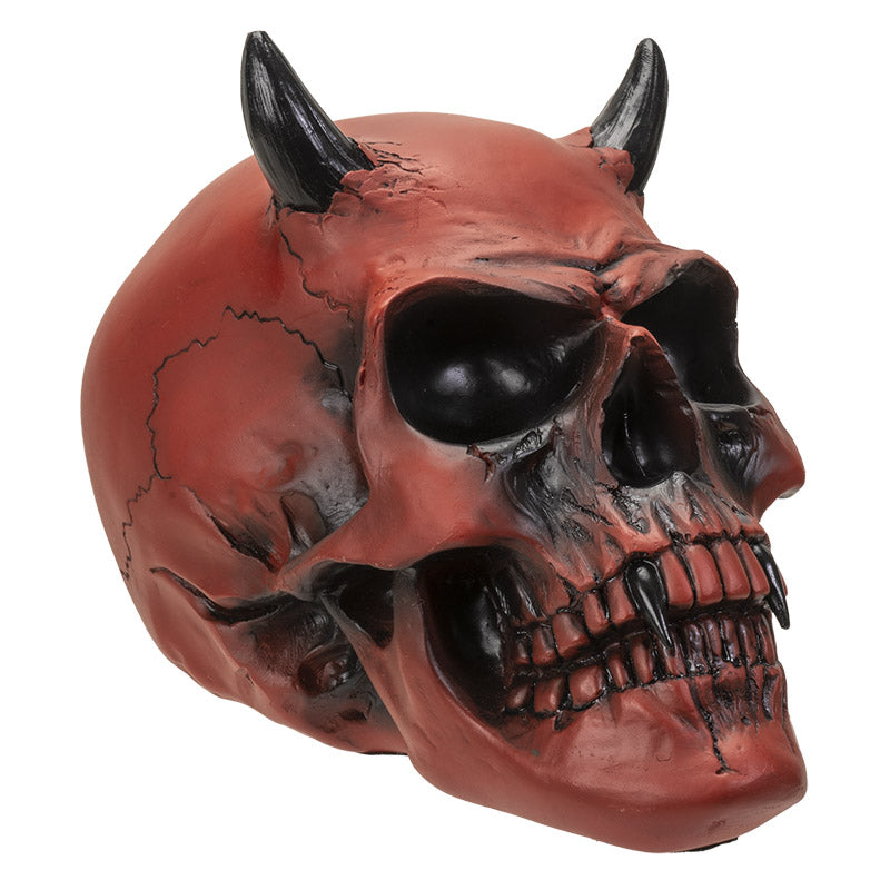 Crimson Demon Skull Figurine