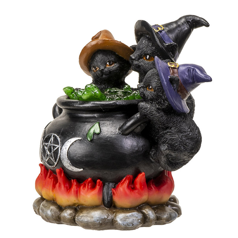Wiccan Kittens LED Cauldron Figurine