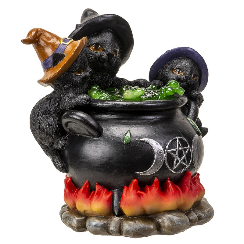 Wiccan Kittens LED Cauldron Figurine