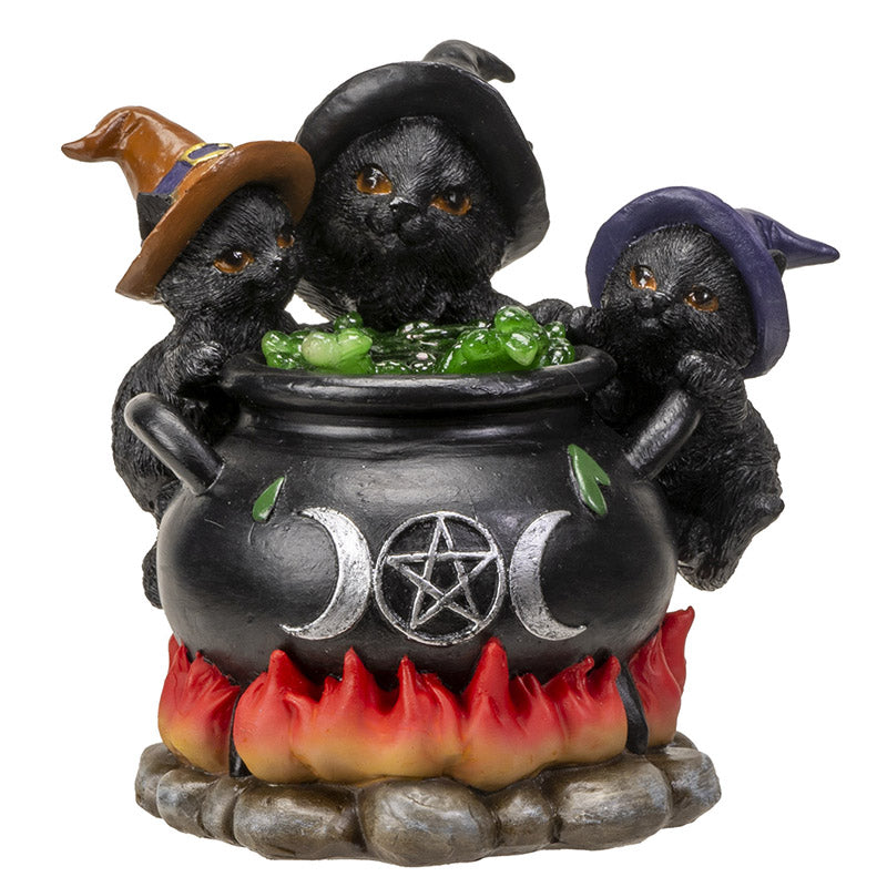 Wiccan Kittens LED Cauldron Figurine
