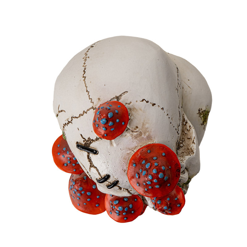 Skull with Red Mushrooms