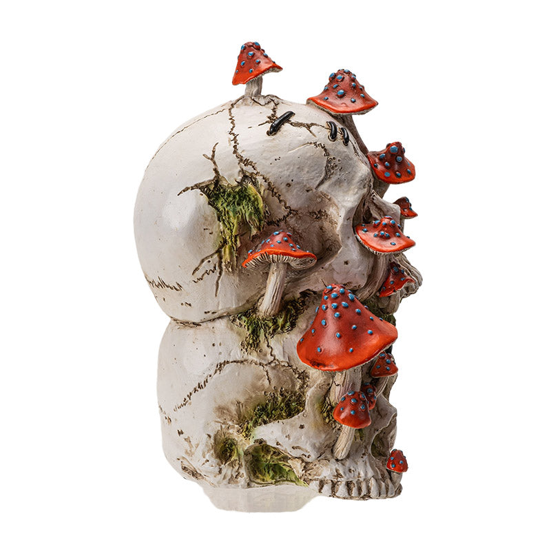 Skull with Red Mushrooms
