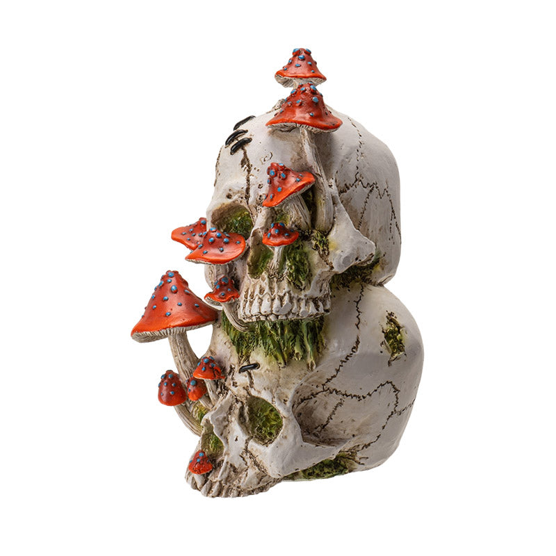 Skull with Red Mushrooms