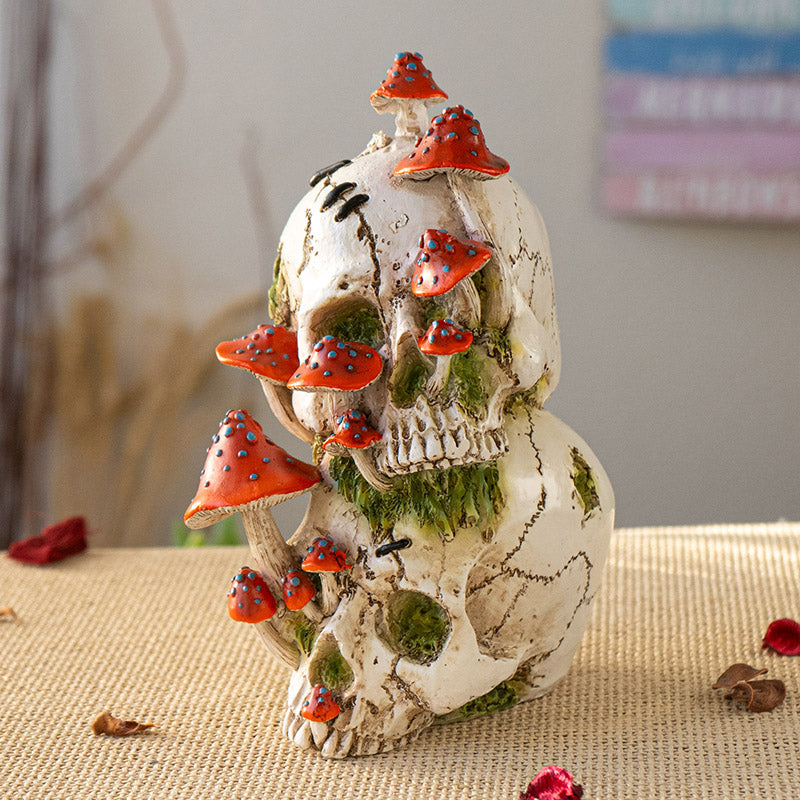 Skull with Red Mushrooms