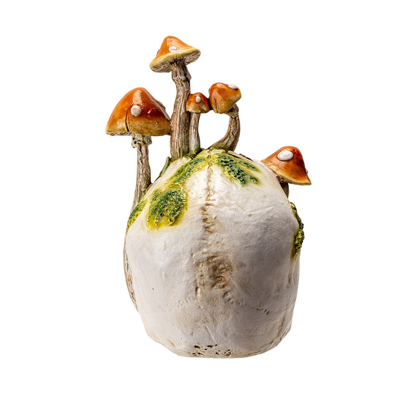 Large Skull with Orange Mushrooms