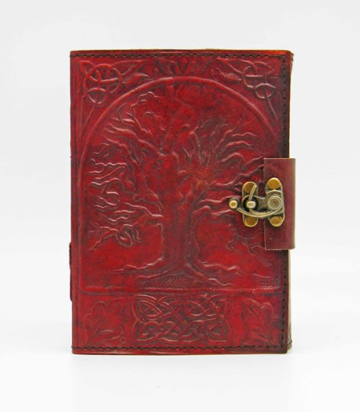 Small Tree of Life Leather Embossed Journal with Lock – 3.5 × 5 in