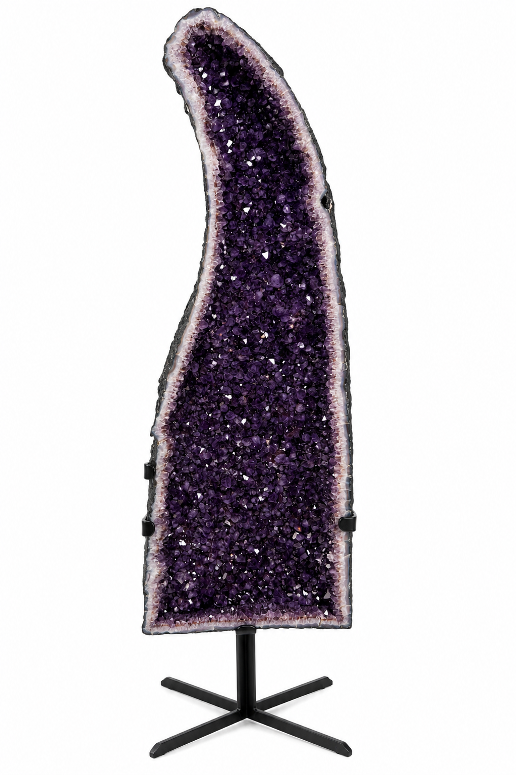 Double-Sided Amethyst Geode with Calcite on Rotating Stand