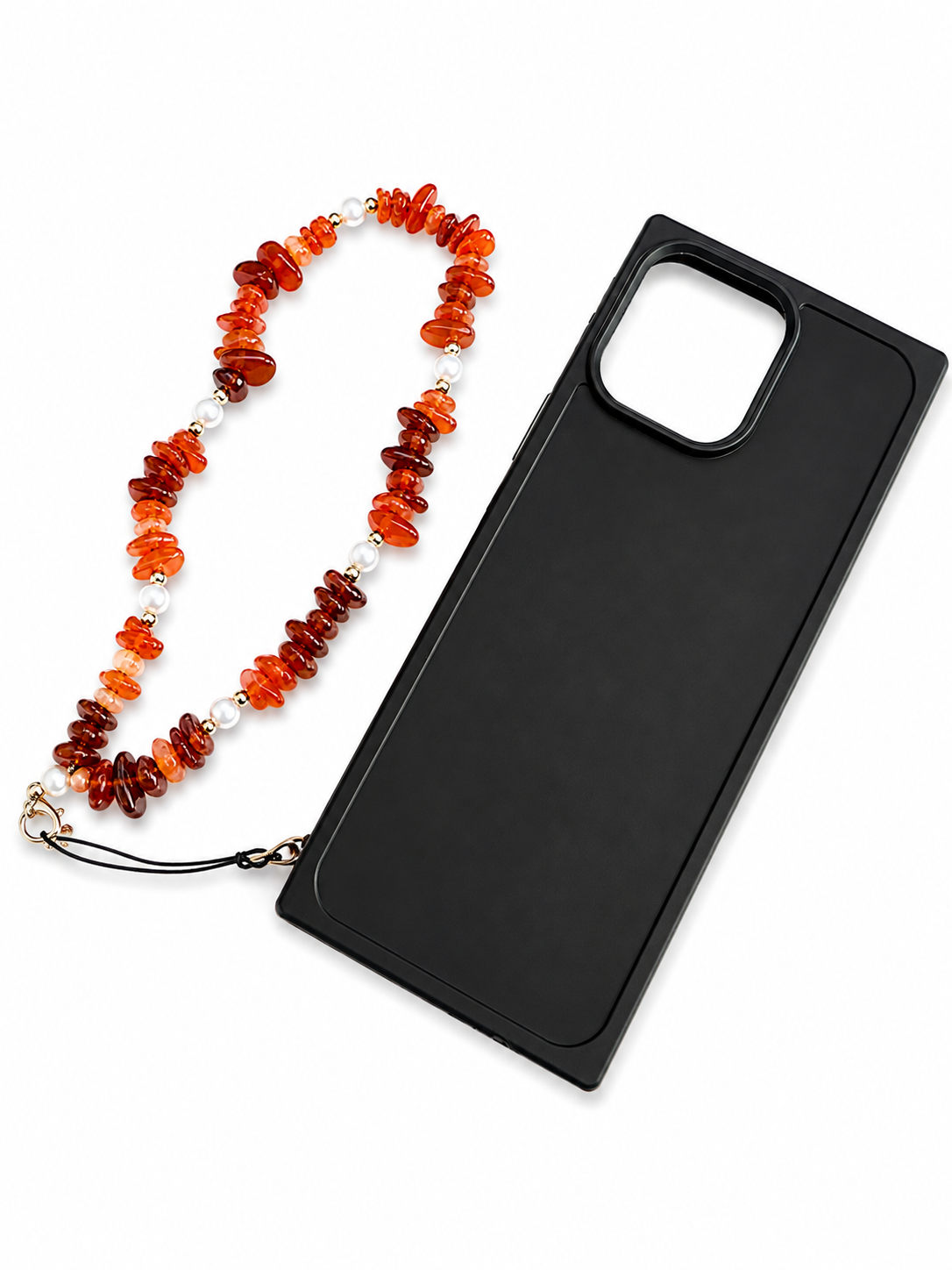 Carnelian & Pearl Cell Phone Charm