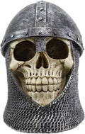 Medieval Knight Skull with Helmet and Head Coif Statue