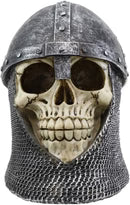 Medieval Knight Skull with Helmet and Head Coif Statue