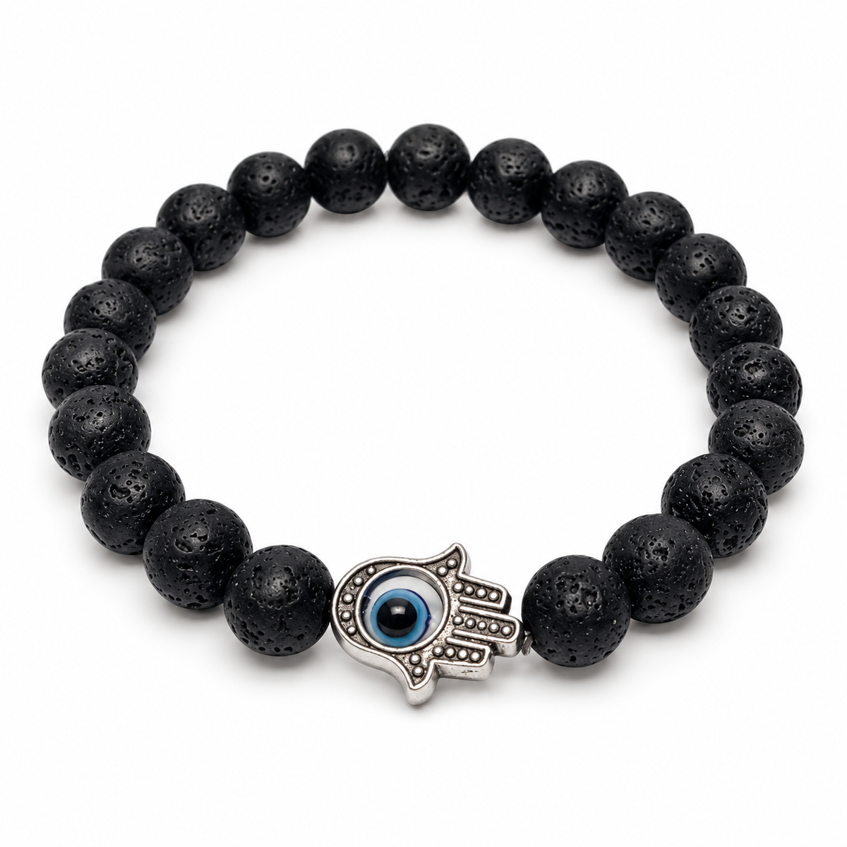 8mm Lava Stone with Hamsa Bracelet
