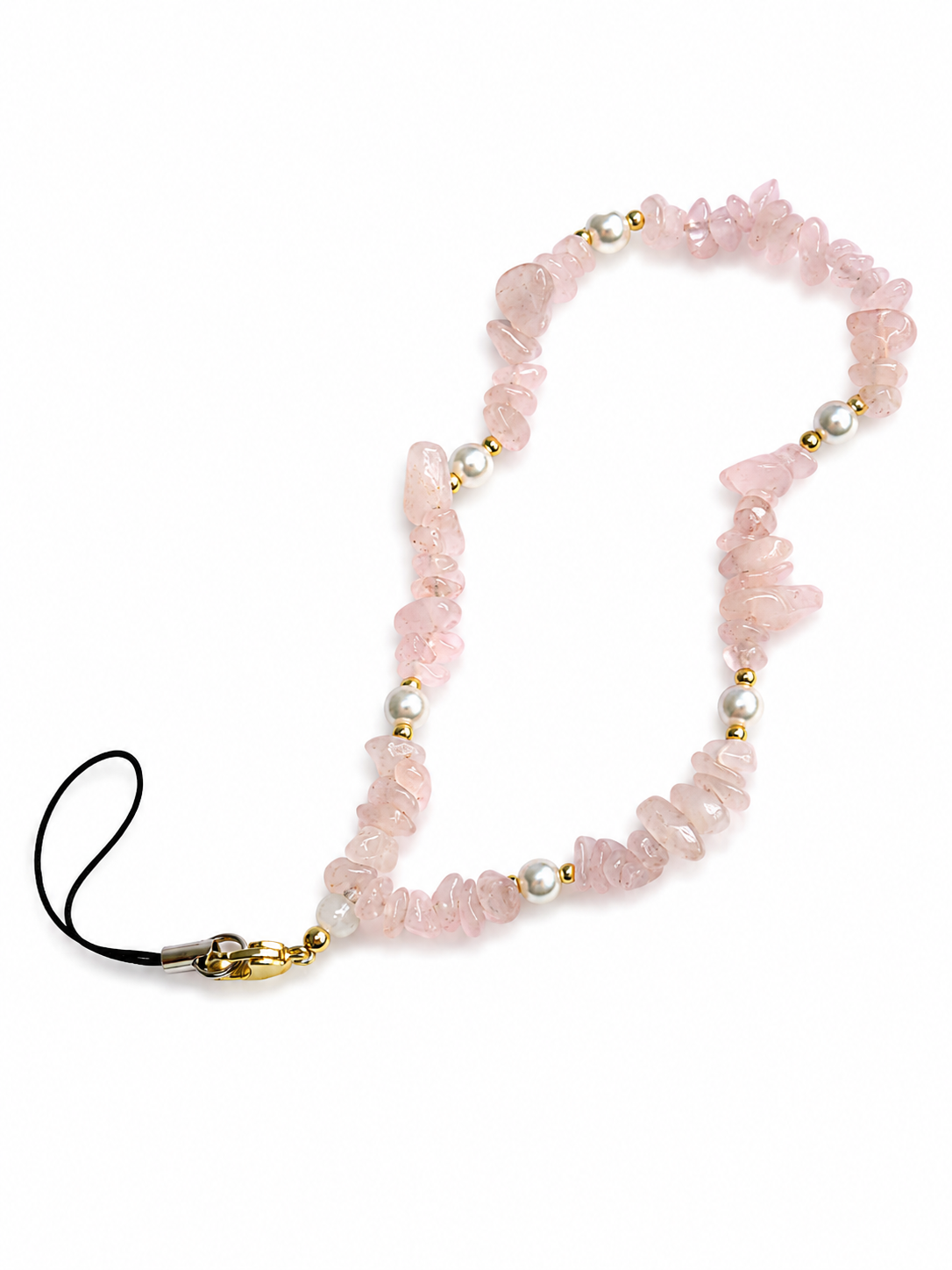 Rose Quartz & Pearl Cell Phone Charm