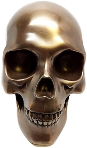 Bronzed Skull Statue Skeleton Figurine