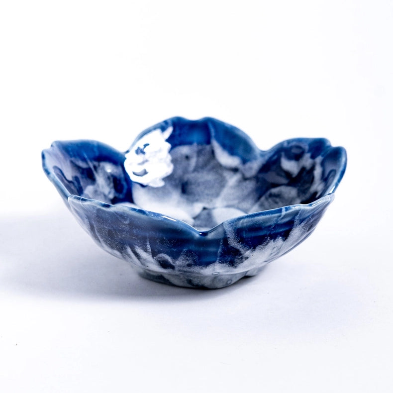Sakura-Shaped Small Dish - Soft Royal Blue & Light Blue