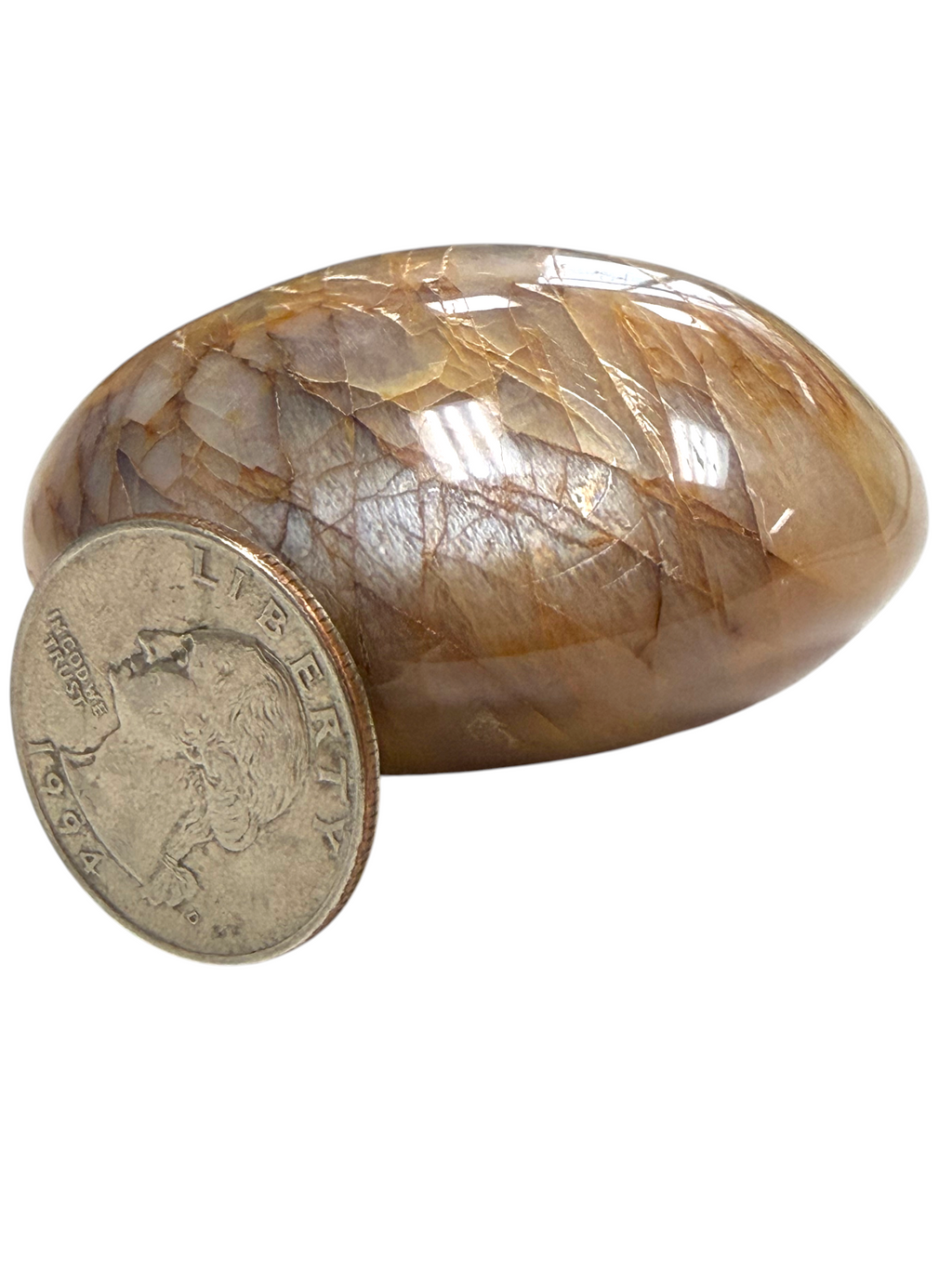 Peach Moonstone Palm Stone