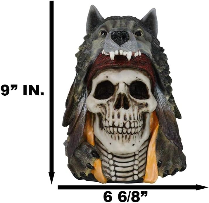 Koitsenko Warrior Skull Statue — Kiowa Wolf Headdress