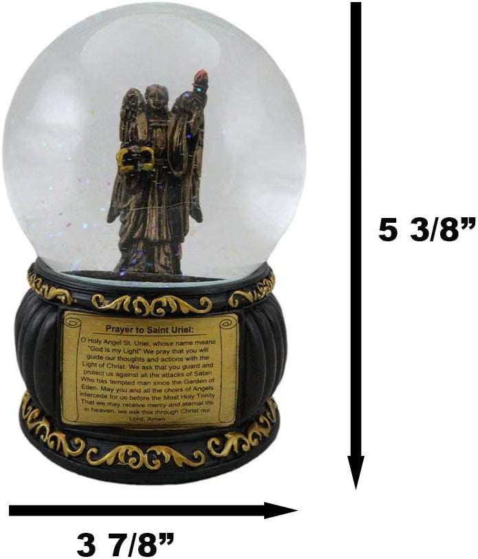 Prayer to Saint Uriel Glitter Water Globe with Prayer Plaque