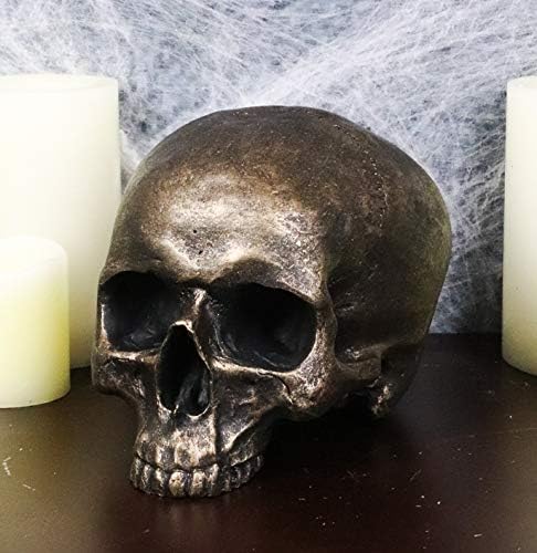 Rust Gold Half-Jaw Skull Figurine