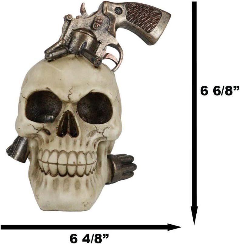 Outlaw Pistol Skull Figurine