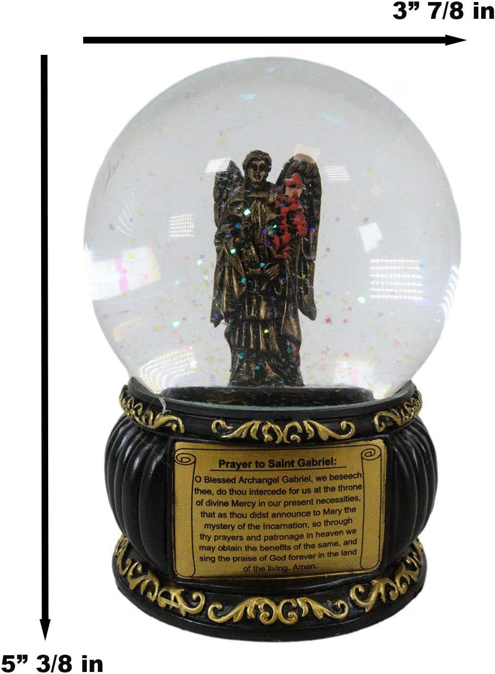 Prayer to Saint Gabriel Glitter Water Globe with Prayer Plaque