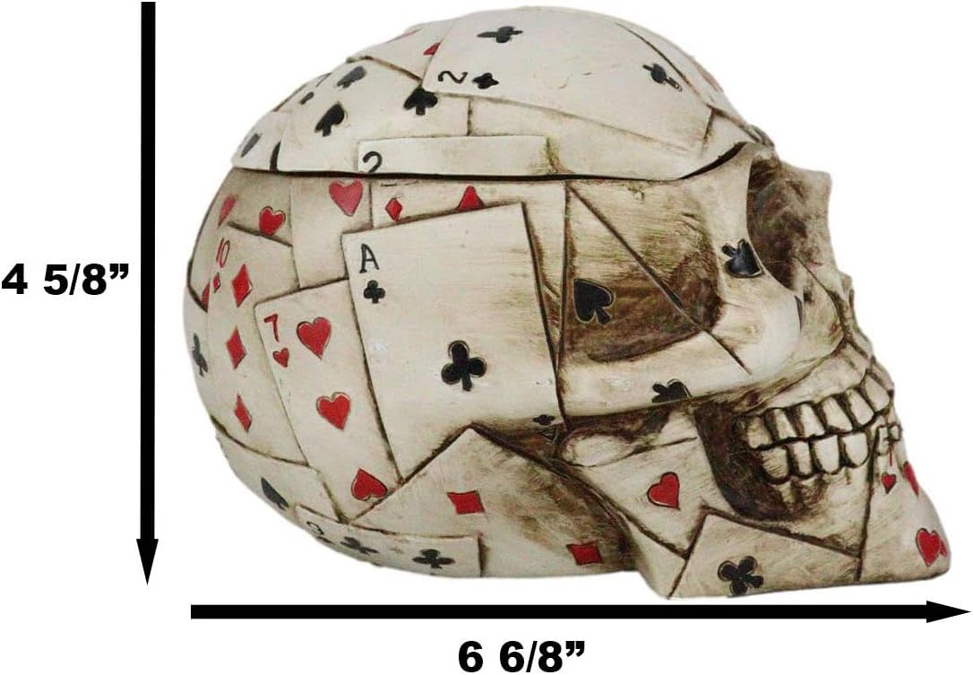 Poker Skull Trinket Box with Removable Lid