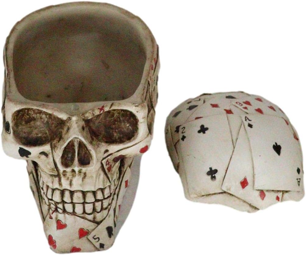 Poker Skull Trinket Box with Removable Lid
