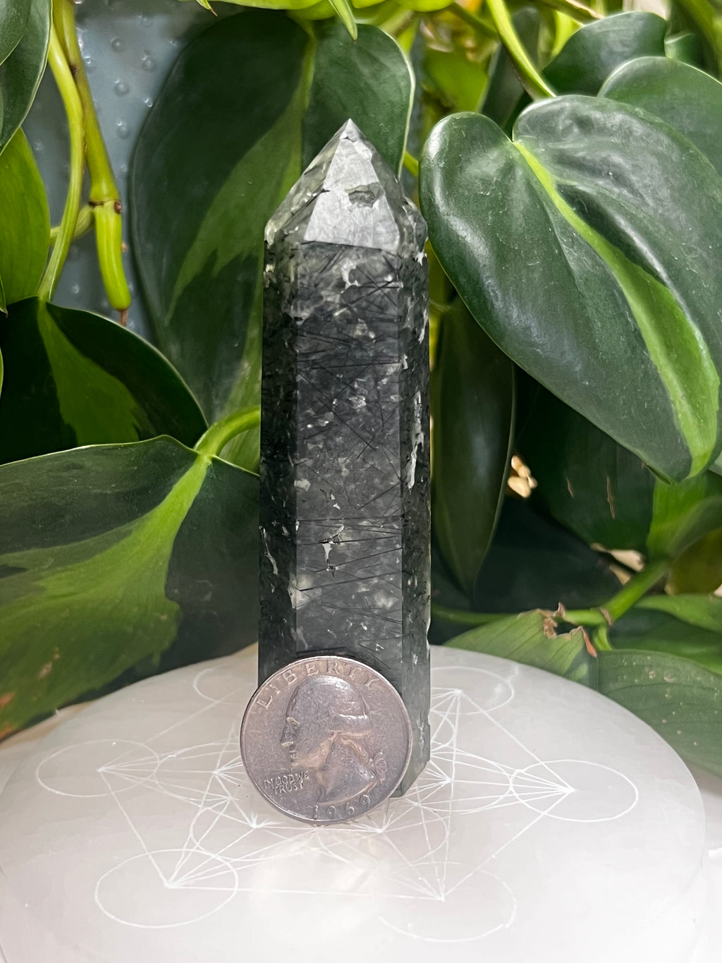 Prehnite with Epidote Rutile Tower