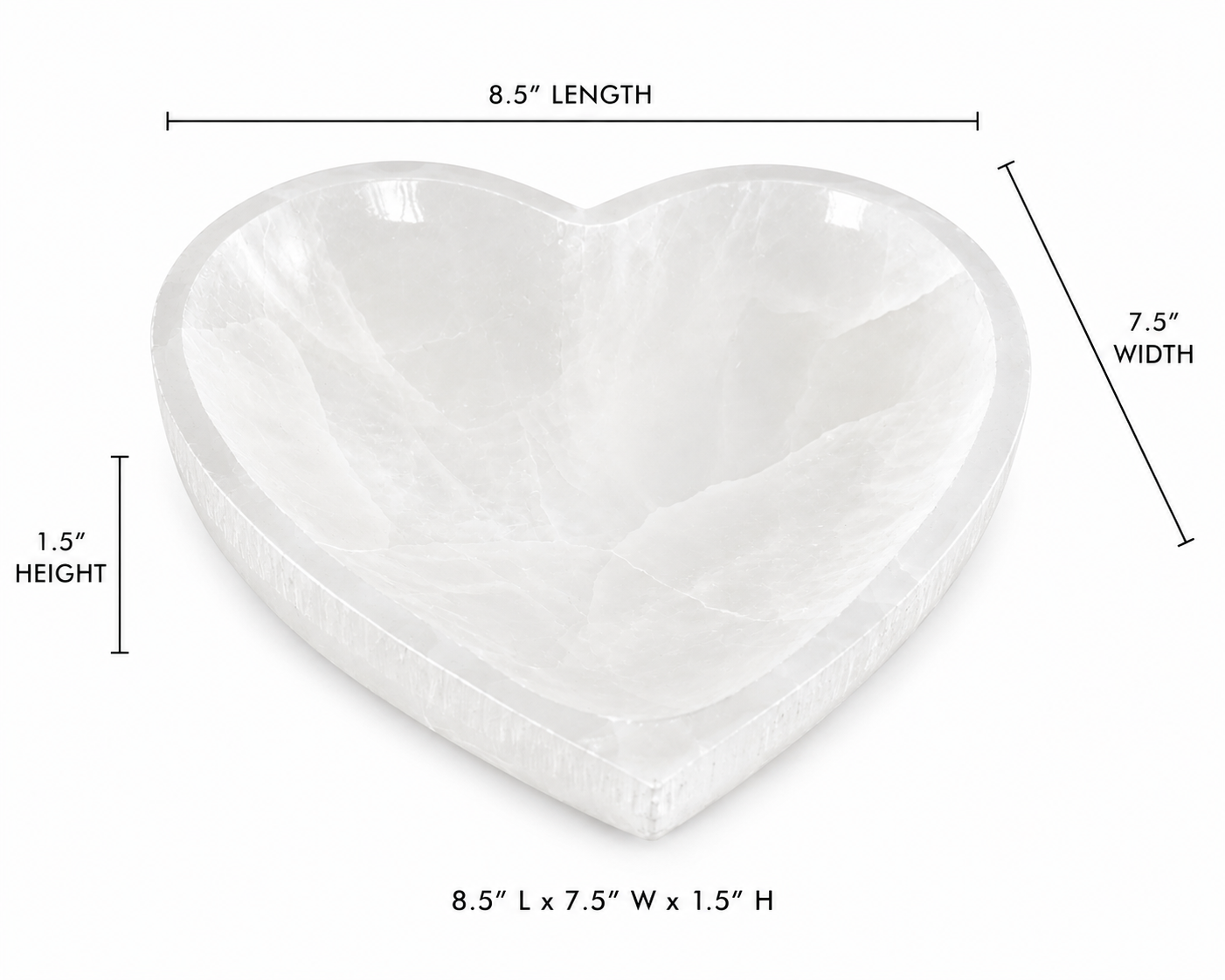 20cm Heart Selenite Dish