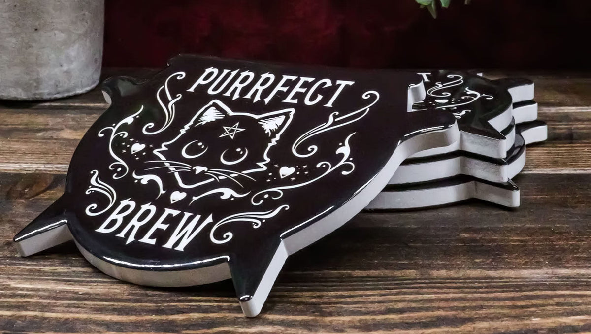 Purrfect Brew Cauldron Coaster Set of 4