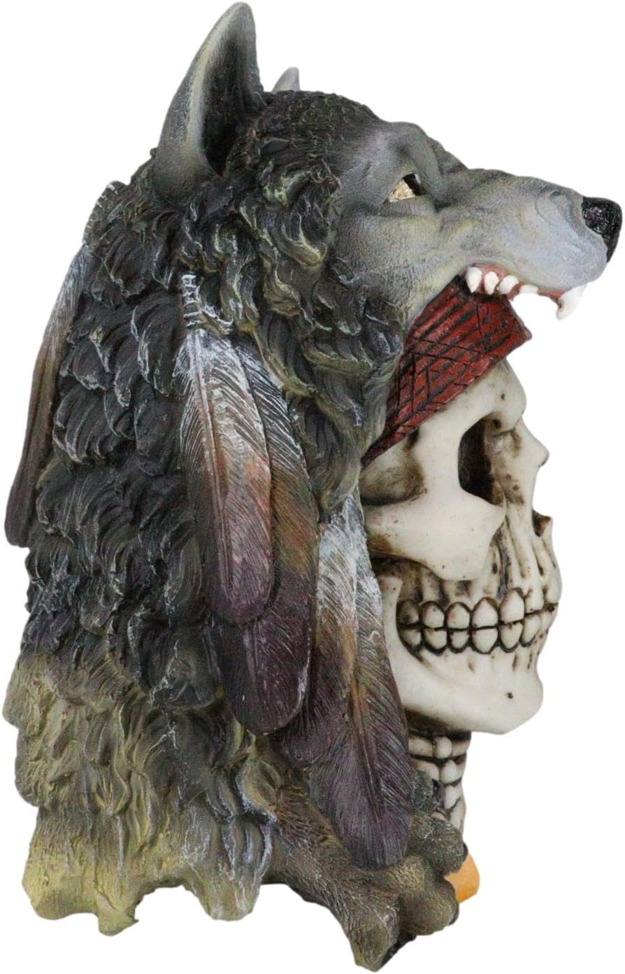 Koitsenko Warrior Skull Statue — Kiowa Wolf Headdress