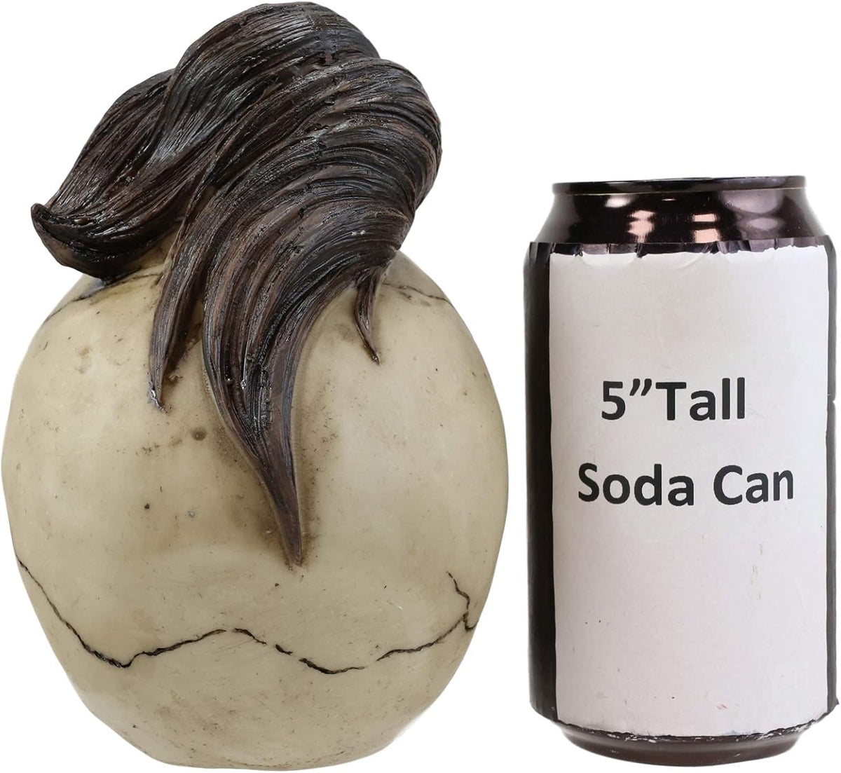 Dapper Skull with Hair & Beard Figurine