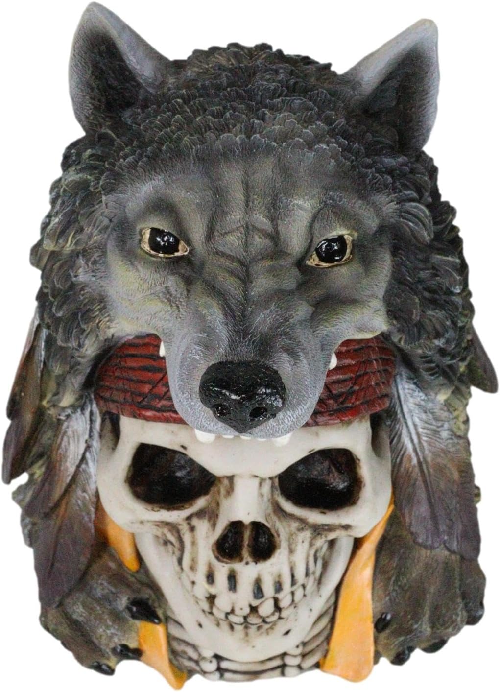 Koitsenko Warrior Skull Statue — Kiowa Wolf Headdress