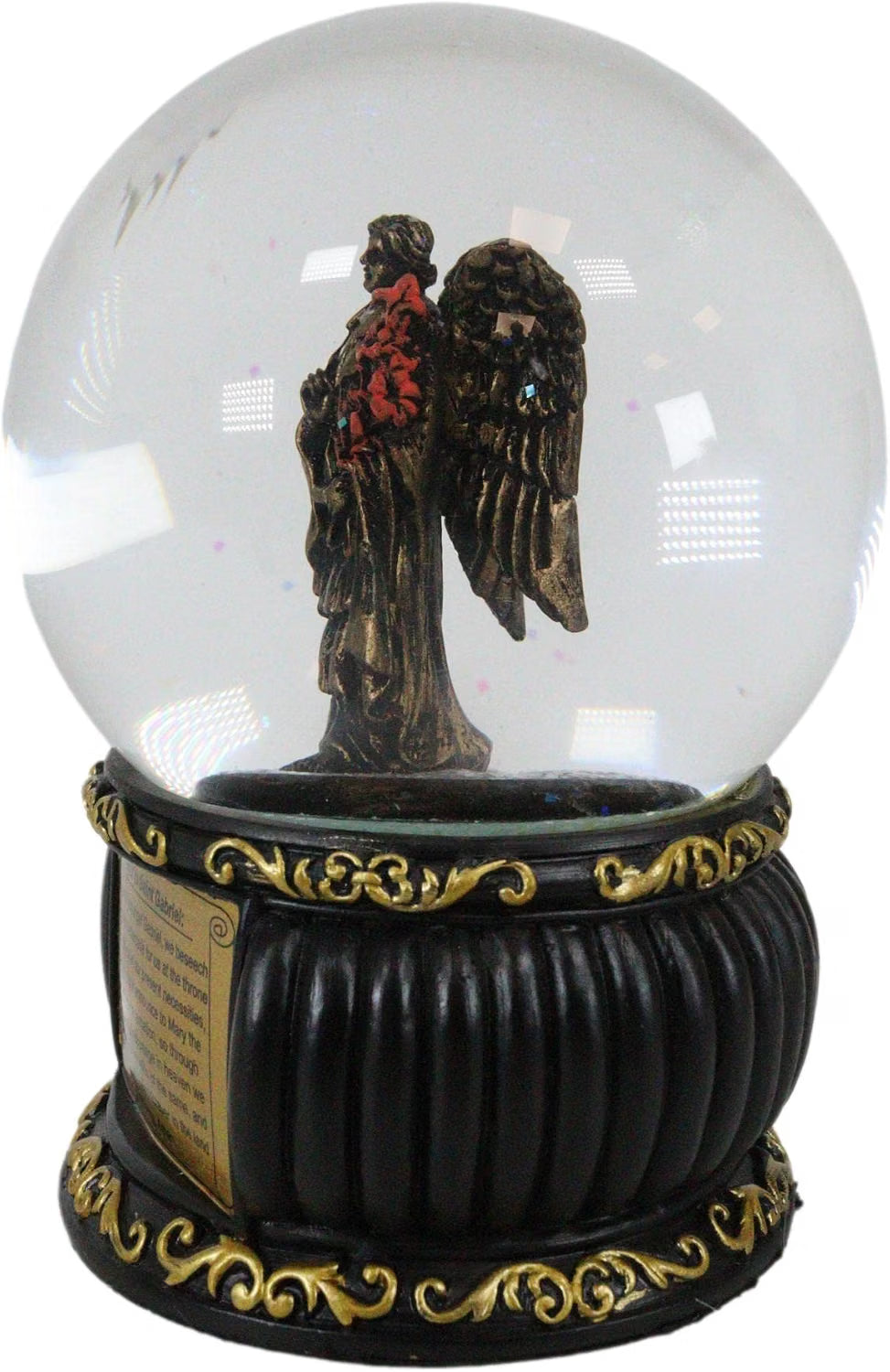 Prayer to Saint Gabriel Glitter Water Globe with Prayer Plaque