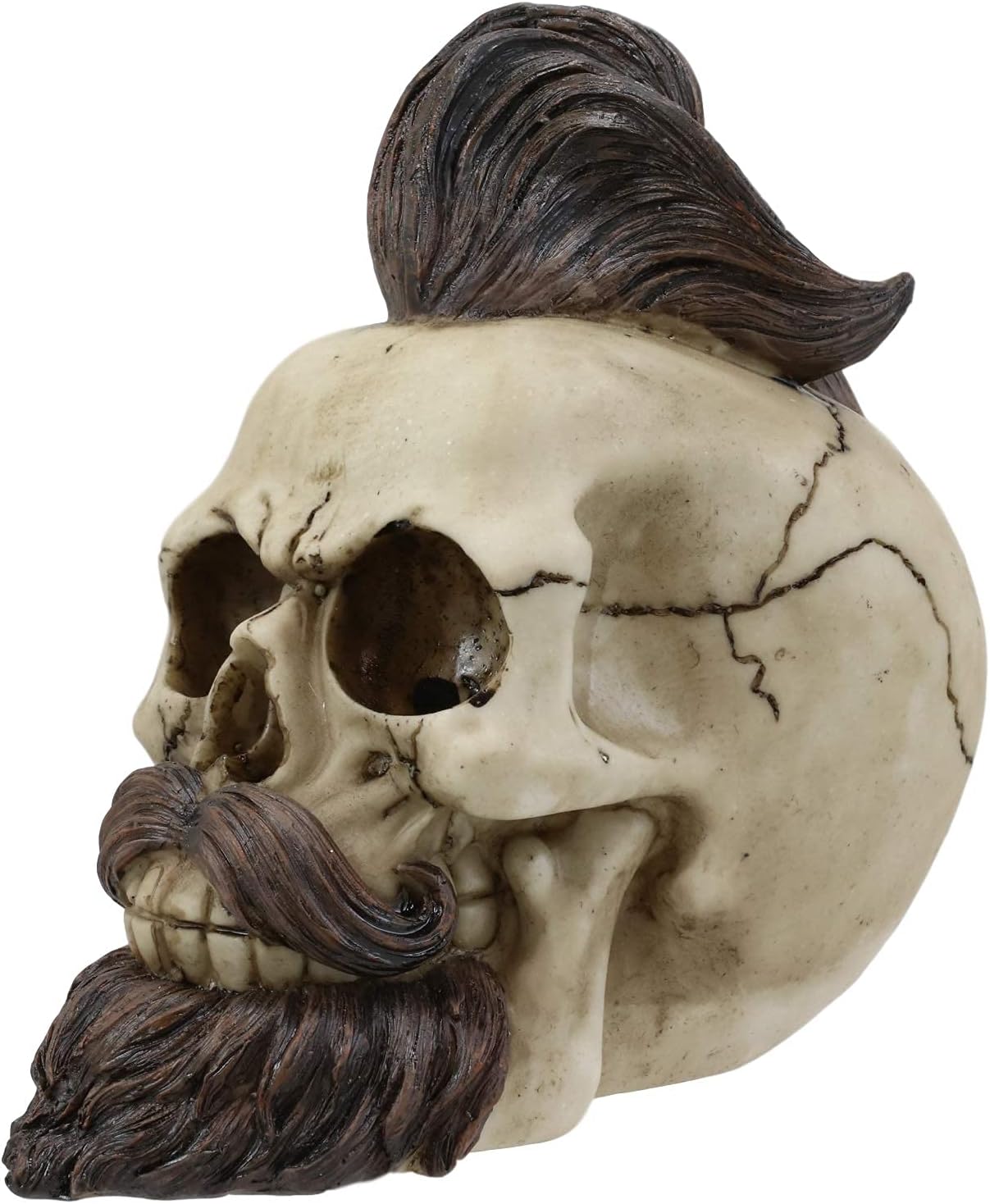 Dapper Skull with Hair & Beard Figurine