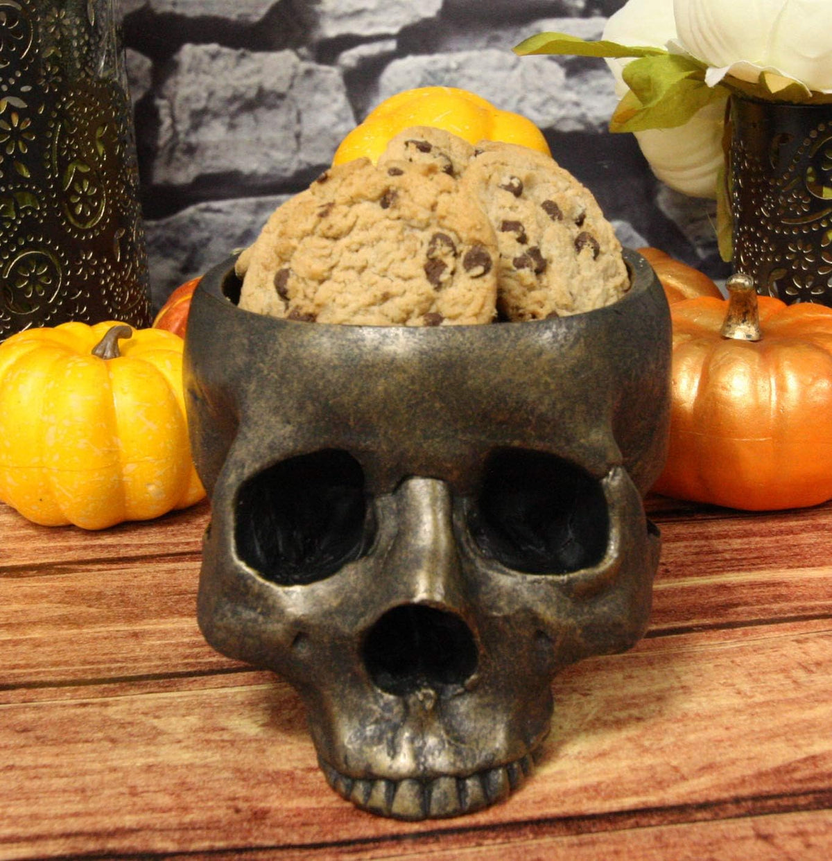 Bronze Patina Skull Bowl